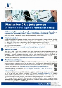 leták Úřadu práce ČR - pomoc při finanční tísni
