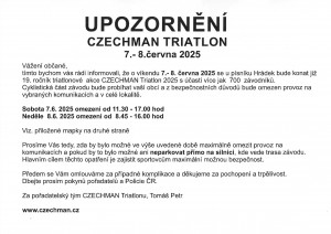 Czechman Triatlon 2025 tratě závodu
