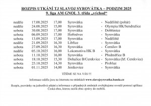 rozpis Slavoj podzim 2025